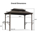 PURPLE LEAF Hardtop Grill Gazebo for Patio Bronze Permanent Metal Roof Outside Sun Shade Outdoor BBQ Canopy