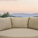 PURPLE LEAF Outdoor Round Daybed with Adjustable Canopy for Patio, Brown | Olefin fabric cover, thickened seat and back cushion, adjustable canopy, all weather aluminum frame, elegant wicker design