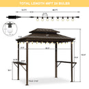 PURPLE LEAF Hardtop Grill Gazebo for Patio Bronze Permanent Metal Roof Outside Sun Shade Outdoor BBQ Canopy with String Lights