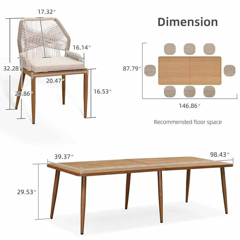 OPEN BOX I PURPLE LEAF Dining Table Chair of 2 Dry Wicker Weaving Modern Style