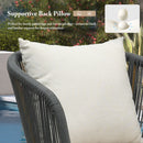 PURPLE LEAF Outdoor Bar Stools Patio Modern Aluminum Rattan High Back & Arms Bar Chairs with Removable Cushions and Pillows  for Outdoor or Indoor
