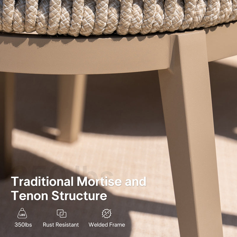 PURPLE LEAF Outdoor Dining Set for Family, Aluminum Outdoor Patio Table and Chairs Set with Olefin Cushions, Patio Furniture Set for Garden or Deck, Beige