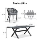 PURPLE LEAF Modern Outdoor Dining Table with 6/8/10 Seats, All-Weather Aluminum Table and Rattan Chairs with Cushions, Champagne