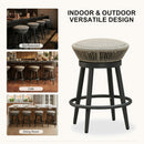 PURPLE LEAF Outdoor Swivel Bar Stools Set of 2 Metal Modern Rattan Bar Chairs with Backrest Aluminum Woven Barstools with Cushions