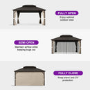 PURPLE LEAF  Outdoor Hardtop Gazebo Bronze Metal Frame Galvanized Steel Double Roof with Lights-clear