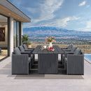 PURPLE LEAF Sanori Outdoor Dining Set Modern Large Weather-Resistant Table and Aluminum Chairs with Cushions for Garden Grey