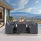 PURPLE LEAF Sanori Outdoor Dining Set Modern Large Weather-Resistant Table and Aluminum Chairs with Cushions for Garden Grey