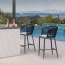 Clearance - PURPLE LEAF Outdoor Bar Stool Set of 2 Modern Rattan Bar Chairs with Woven Rope Back Wicker Patio Barstools for Indoor Kitchen Garden