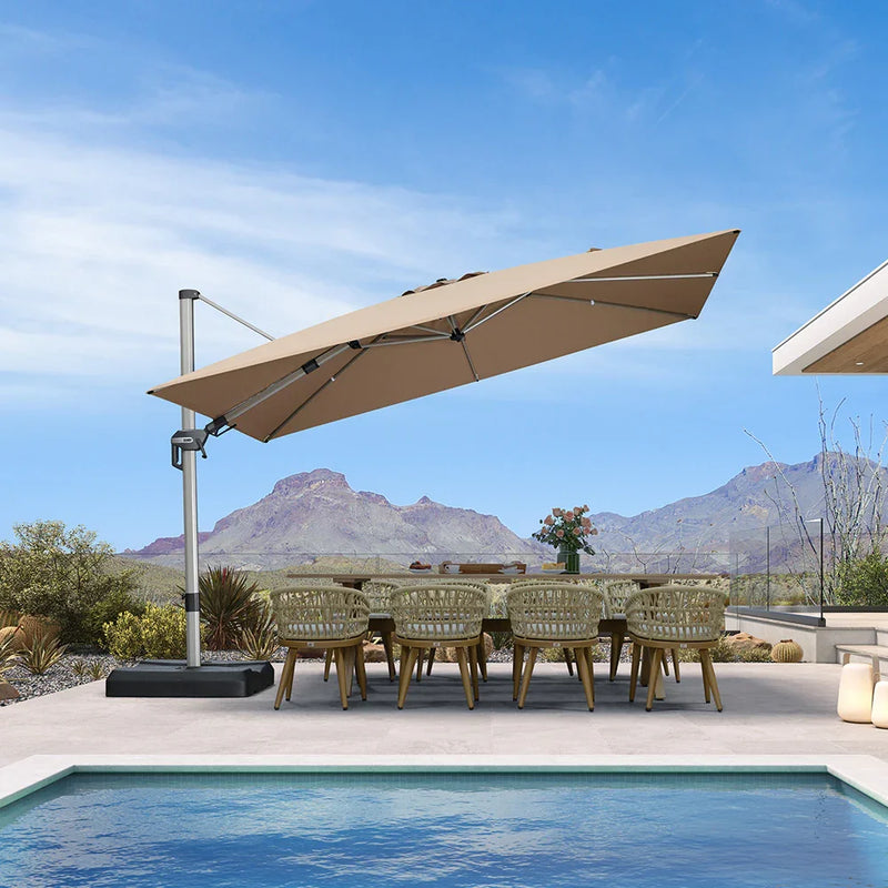 PURPLE LEAF Deluxe Left-Right Tilting Patio Umbrella Outdoor Swivel Cantilever Umbrellas