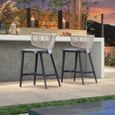 PURPLE LEAF Outdoor Bar Stools, All Weather Rattan and Aluminum Patio Bar Stool with Cushion for Indoor and Outdoor.