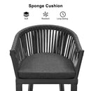 PURPLE LEAF Counter Stools, Bar Stools Set of 2 Rattan Bar Stools Wicker Bar Chairs Woven Aluminum Barstools with Back and Cushions