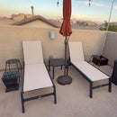 PURPLE LEAF Patio Chaise Lounge Textilene Pool with Wheels Sunbathing Chair for Outdoor, Beach, Yard, Side Table Included