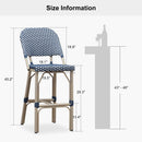 PURPLE LEAF Outdoor Bar Height Stools Set of 2 French Country Patio Rattan Bar Stool Chairs Outdoor Armless Barstools for Porch Garden Indoor Kitchen