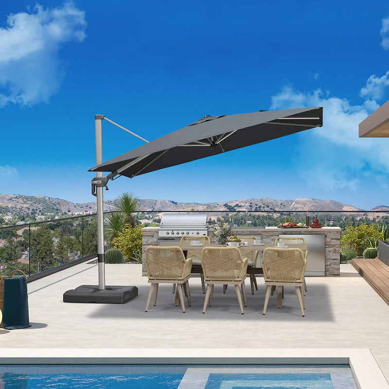PURPLE LEAF Deluxe Left-Right Tilting Patio Umbrella Outdoor Swivel Cantilever Umbrellas