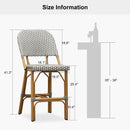 PURPLE LEAF Outdoor Bar Height Stools Set of 2 French Country Patio Rattan Bar Stool Chairs Outdoor Armless Barstools for Porch Garden Indoor Kitchen