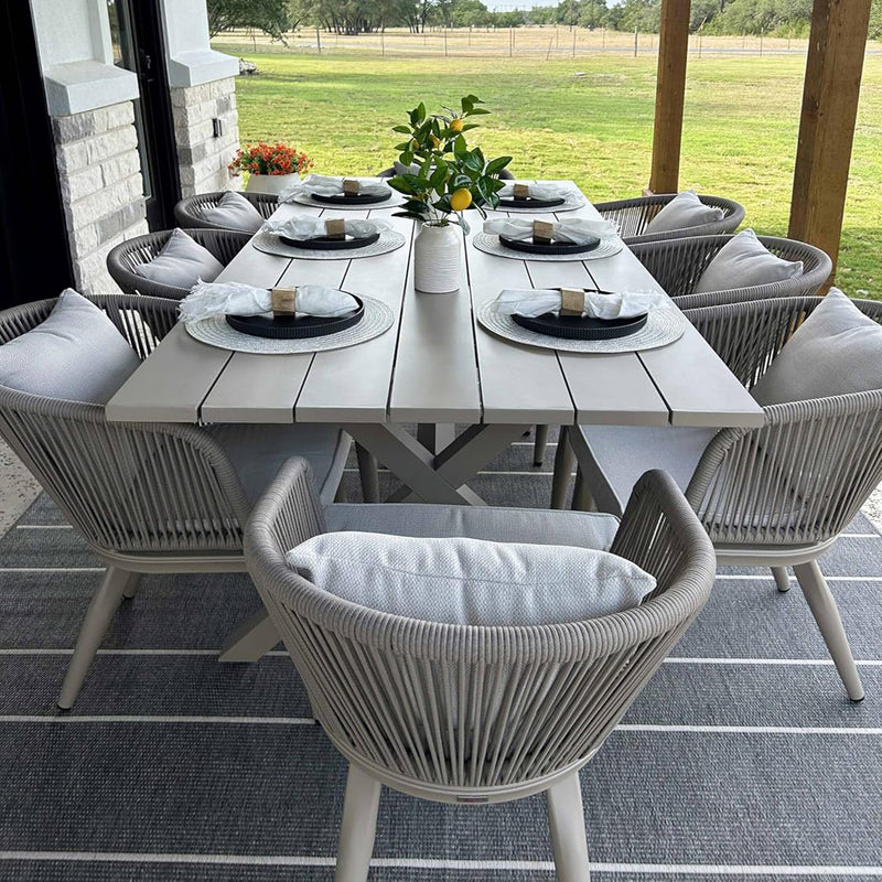 PURPLE LEAF Patio Dining Sets Aluminum Frame and Handwoven Wicker Chairs Set for Garden Deck, Cushions and Pillows included