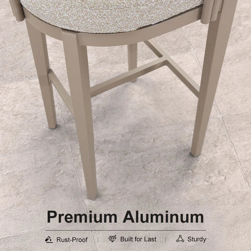 PURPLE LEAF Outdoor Bar Stools Set of 2 Modern Olefin Upholstered Barstools with Back and Armrest Bar Chairs for Garden Kitchen Island