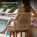 PURPLE LEAF Outdoor Swivel Counter Height Bar Stools Set of 2 Patio 360° Rotating All-Weather Wicker Stools with Back and Cushion for Outside Backyard Kitchen Bistro Garden Bar