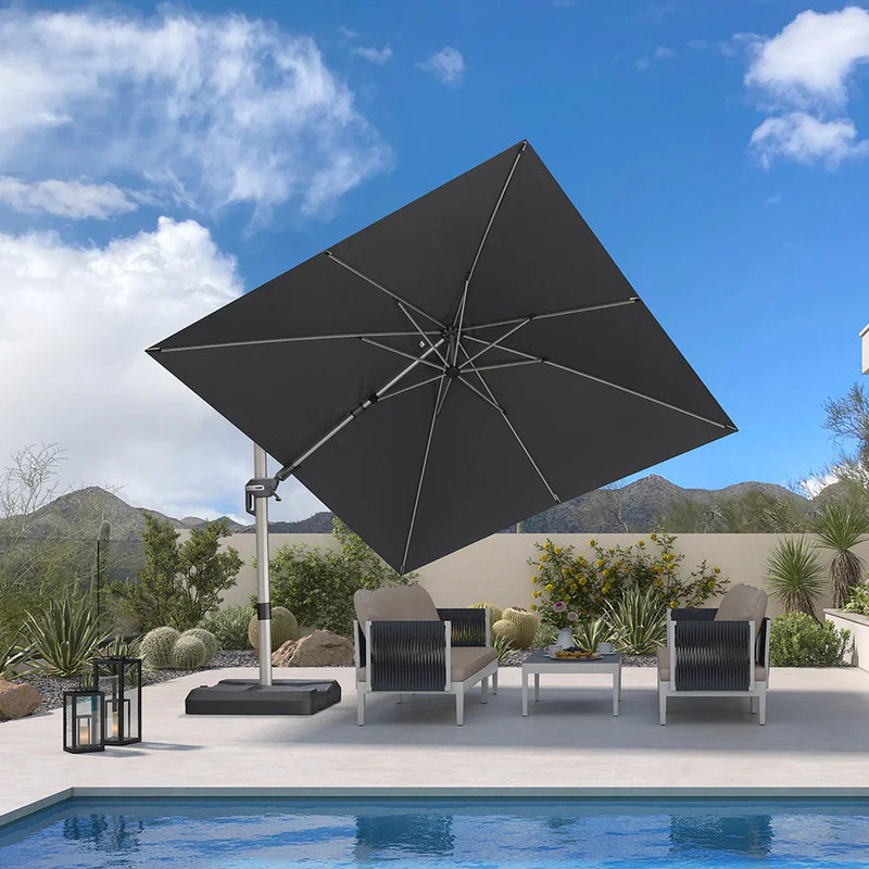 PURPLE LEAF Deluxe Left-Right Tilting Patio Umbrella Outdoor Swivel Cantilever Umbrellas