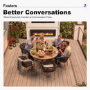 PURPLE LEAF Round Patio Dining Set with Aluminum Frame and Wicker Rattan Dining Chair with Comfortable Cushions for Deck Porch Kitchen Outdoor