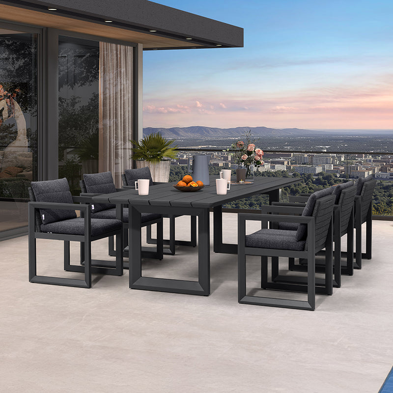 PURPLE LEAF Caesar Outdoor Dining Set Aluminum Luxury Patio Furniture Table and Chairs Set with Olifen Removable Thick Cushion and Pillow Patio Dining Sets for Garden Deck