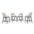 PURPLE LEAF Bar Stools Set of 4 Outdoor Aluminum Barstools with Back Modern Wicker Rattan Boho Garden Pool Patio Bar Chairs
