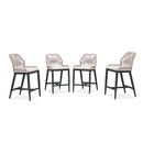 PURPLE LEAF Bar Stools Set of 4 Outdoor Aluminum Barstools with Back Modern Wicker Rattan Boho Garden Pool Patio Bar Chairs