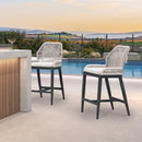 PURPLE LEAF Bar Stools Set of 4 Outdoor Aluminum Barstools with Back Modern Wicker Rattan Boho Garden Pool Patio Bar Chairs
