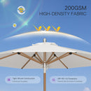 PURPLE LEAF Premium Teak‑Finish Aluminum Frame Outdoor Patio Market Umbrella with Rope Pulley Lift