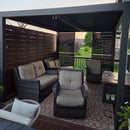 PURPLE LEAF Athena Louvered Pergola Grey Outdoor Aluminum Pergola with Shutter Wall Adjustable Gazebo Rainproof for Patio Deck Garden