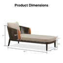 PURPLE LEAF Hailar Olefin Patio Chaise Lounge Chair , Upholstered Pool Lounge Chairs for Outdoor with Teak Armresfor Deck, Pool, Lawn, Garden, Courtyard, Porch, Khaki