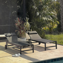 PURPLE LEAF Outdoor Lounge Chair Patio Chaise Pool Lounger Aluminum Frame with Side Table and Wheels for Outside Sunbathing Tanning Recliner Including Pillows