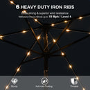 PURPLE LEAF Black Frame Tilting Market Umbrella with Lights Table Umbrella with Base Outside Patio
