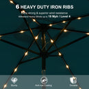 PURPLE LEAF Black Frame Tilting Market Umbrella with Lights Table Umbrella with Base Outside Patio