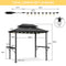 PURPLE LEAF Hardtop Grill Gazebo for Patio Grey Permanent Metal Roof Outside Sun Shade Outdoor BBQ Canopy with String Lights