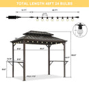 PURPLE LEAF Hardtop Grill Gazebo for Patio Bronze Permanent Metal Roof Outside Sun Shade Outdoor BBQ Canopy with String Lights