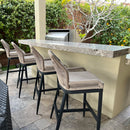 PURPLE LEAF Outdoor Bar Stools Set of 2,  Wicker Rattan Bar Stools with Back Aluminum Outside Garden Patio Bar Chairs