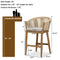 PURPLE LEAF Counter Stools, Bar Stools Set of 2 Rattan Bar Stools Wicker Bar Chairs Woven Aluminum Barstools with Back and Cushions