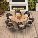 PURPLE LEAF Round Patio Dining Set with Aluminum Frame and Wicker Rattan Dining Chair with Comfortable Cushions for Deck Porch Kitchen Outdoor