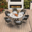 PURPLE LEAF Round Patio Dining Set with Aluminum Frame and Wicker Rattan Dining Chair with Comfortable Cushions for Deck Porch Kitchen Outdoor