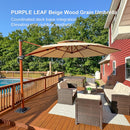 PURPLE LEAF Double Top 10 / 11 / 12 / 13 ft Round Aluminum Patio Umbrella in Wood Color