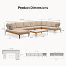 PURPLE LEAF Sicilia U-Shaped Modular Outdoor Sectional with Sunbrella Khaki Cushions Flexible Layout for Commercial Outdoor Spaces