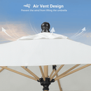 PURPLE LEAF Wood Pattern Tilting Patio Table Umbrella with Base, Outdoor Market Umbrella