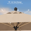 PURPLE LEAF Wood Pattern Tilting Patio Table Umbrella with Base, Outdoor Market Umbrella