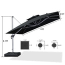 PURPLE LEAF Large Square Patio Cantilever Umbrella With Base for Garden Pool Porch