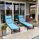 PURPLE LEAF Outdoor Lounge Chair Patio Chaise Pool Lounger Aluminum Frame with Side Table and Wheels for Outside Sunbathing Tanning Recliner Including Pillows