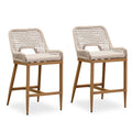 PURPLE LEAF Outdoor Bar Stool Set of 2,  Wicker Rattan Bar stools with Back Aluminum Outside Garden Patio Bar Chairs