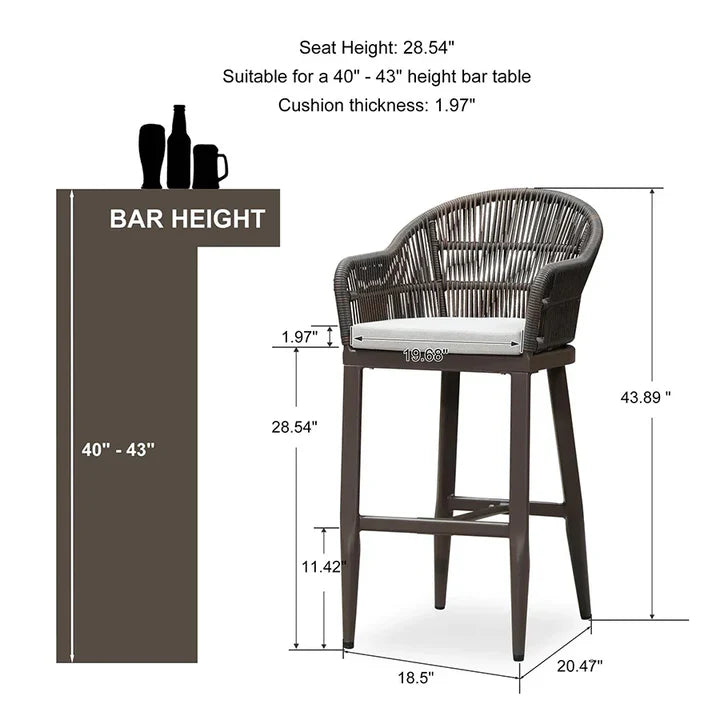 OPEN BOX I PURPLE LEAF Patio Chairs, 2 Set Outdoor Bar Stools Modern Counter Height Bar, Cushions Included