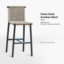 PURPLE LEAF Bar Stools Set of 2 with Back Aluminum Patio Counter Height Stools for Pool Lawn Kitchen All Weather Wicker Outdoor Bar Chairs