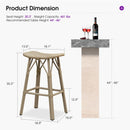 PURPLE LEAF Outdoor Bar Stools Set of 2 Backless Rattan Barstools with Saddle Seat and Footrest All Weather Aluminum Bar Chairs for Patio Kitchen Island Pool Balcony